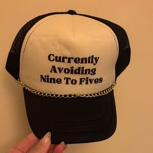 Black and Cream Cap with Gold Chain